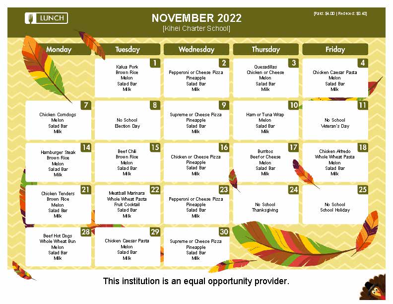 KCS Lunch Menu 2022 Nov