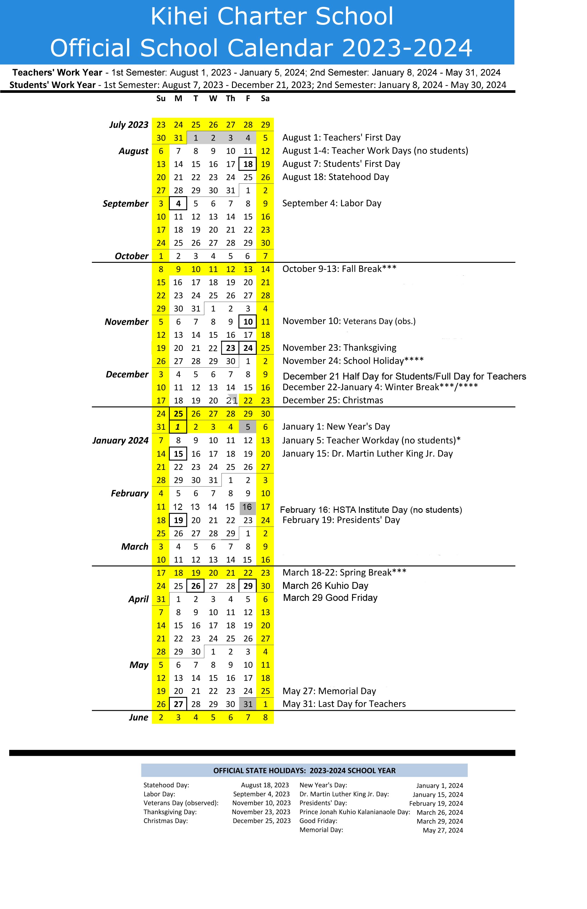 School Calendar 23/24